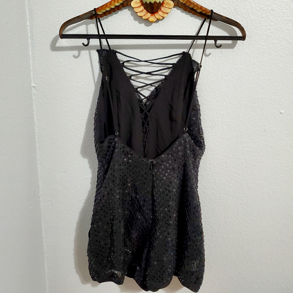 Nbd Black Sequence Ruffle Romper Size Small - image 4